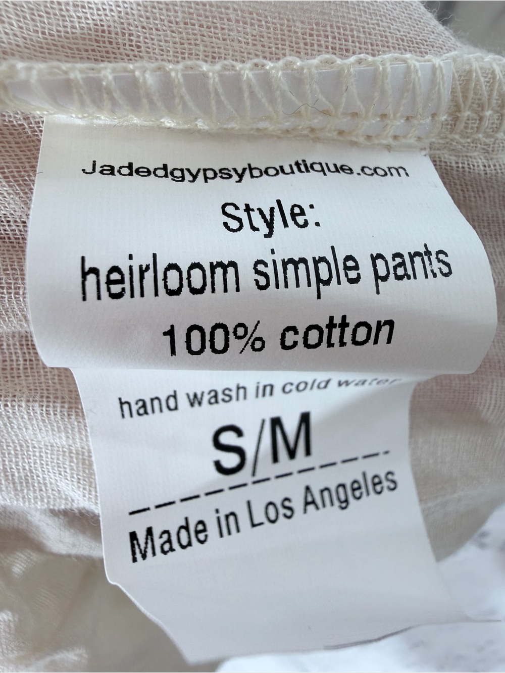 🤍 Jaded Gypsy Heirloom Simple Pants S/M Cotton Ruffle Bloomers NWT - Picture 10 of 10